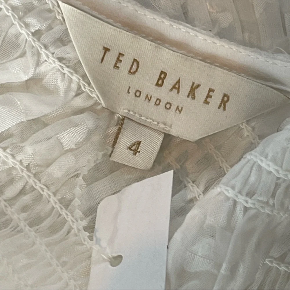 Ted baker London white tildra smoked fit and flare mini dress size large 10 nwt - Picture 3 of 11